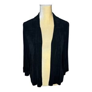 Vikki Vi Black Crop Jacket Top Size Medium Petite Slinky